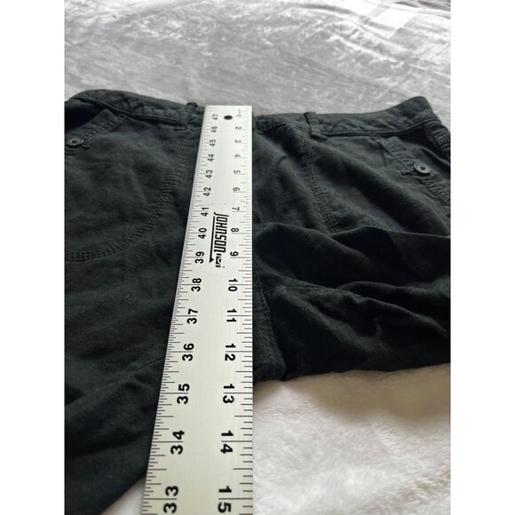Marks & Spencer Womens Black Wide-Leg Capri Crop Pants UK 12 Medium Linen Blend - Picture 9 of 11
